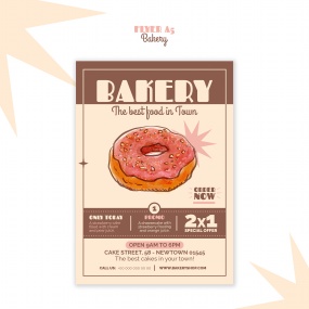 面包店手绘插画风格宣传单页A5模板